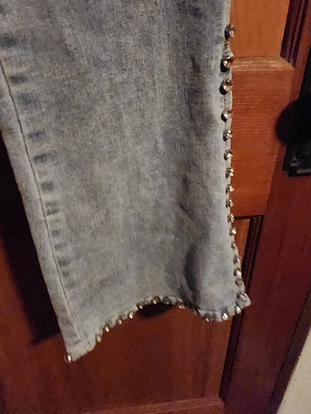 AKIRA Light Wash Wide Leg Jeans with Studded Hem - Picture 2 of 5